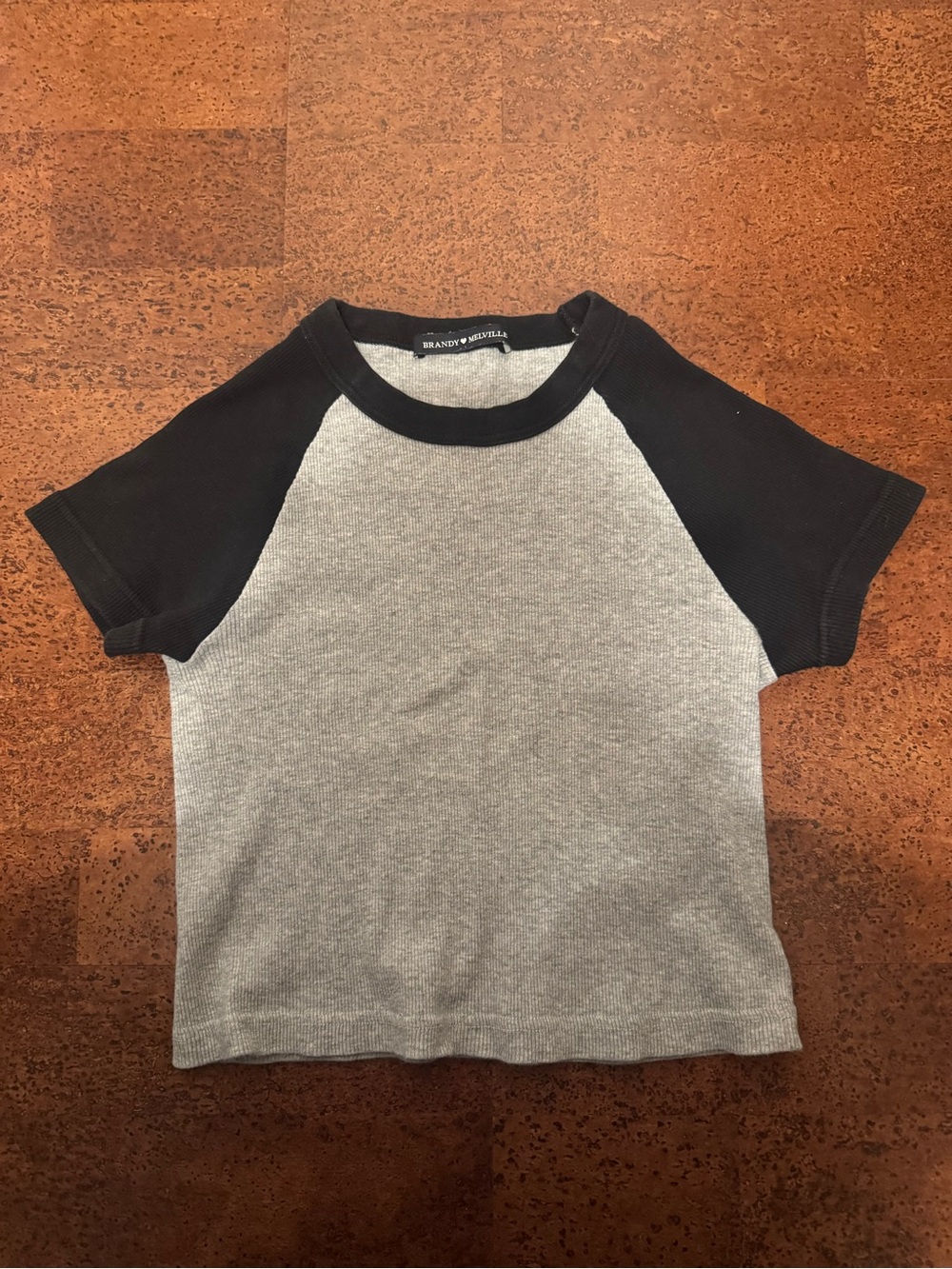 Brandy Melville Raglan Tee in Black and Gray